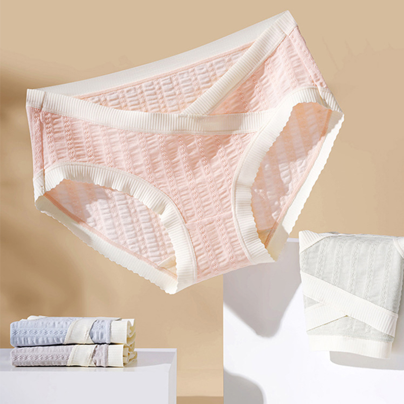 Traceless Ice Silk Pregnancy Panties, Cotton Jacquard Mid Waist V Shaped Briefs, Summer Maternity Breathable Underwear