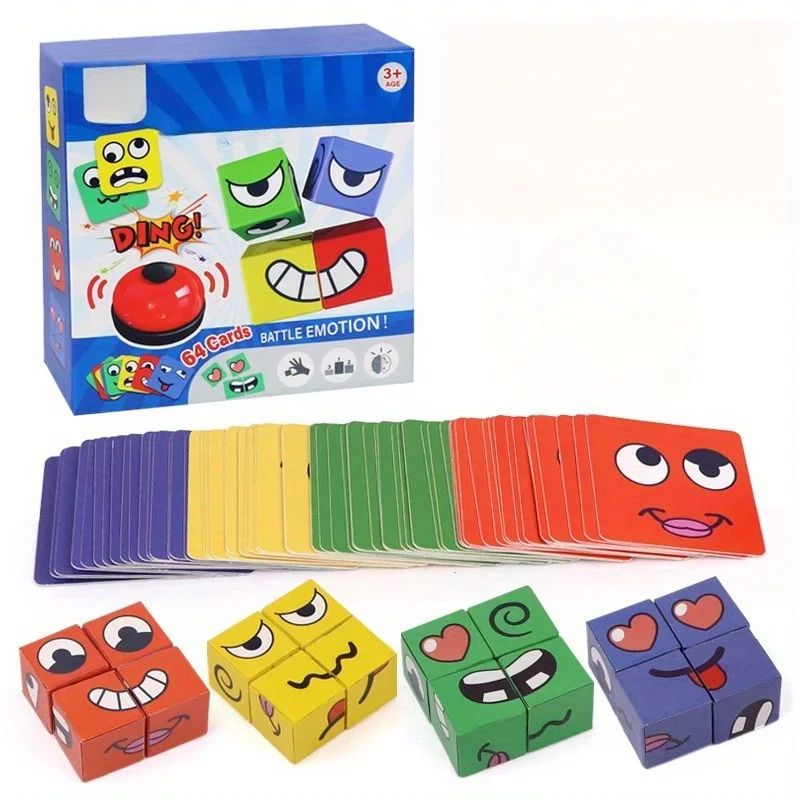 Face Change Expression Puzzle Game – Fun Family Board Game with Creative Building Blocks