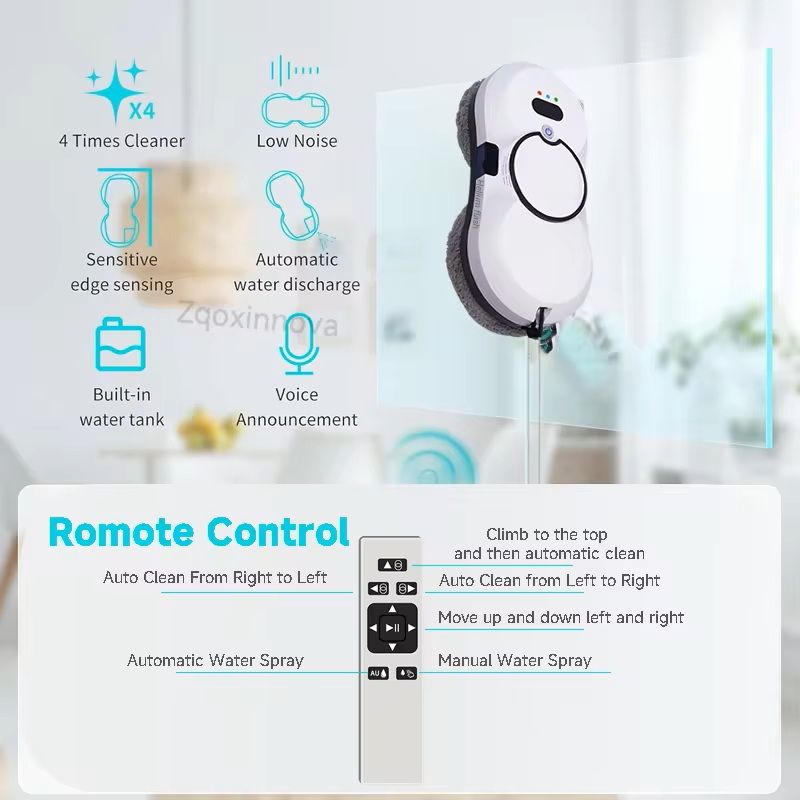 Robot Window Washer Smart Glass Cleaning Vacuum with UPS Power