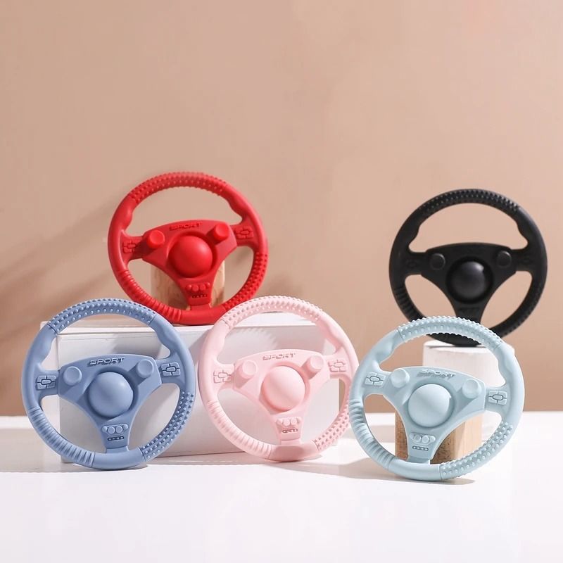 Steering Wheel Silicone Baby Teether – Food-Grade Sensory & Molar Toy