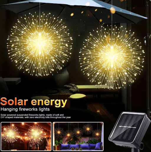 Solar Firework Lights Outdoor 90 150 200 LED Copper Wire Fairy Lights with 8 Modes