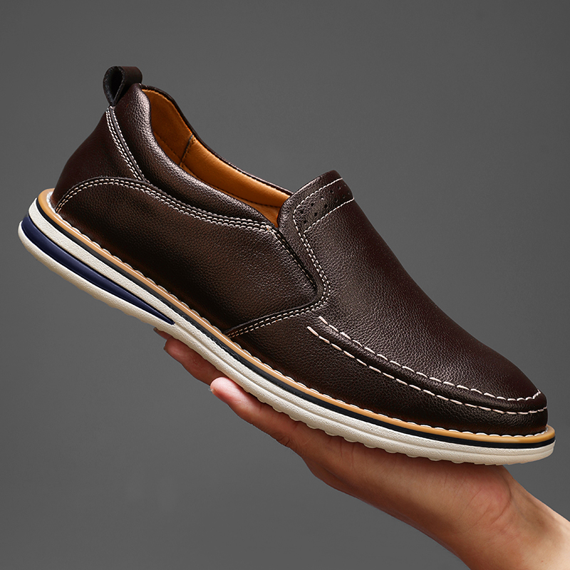Men Casual Shoes, Genuine Leather Driving Flats, Fashion Breathable Sneakers, Large Size Loafers, Outdoor Shoes