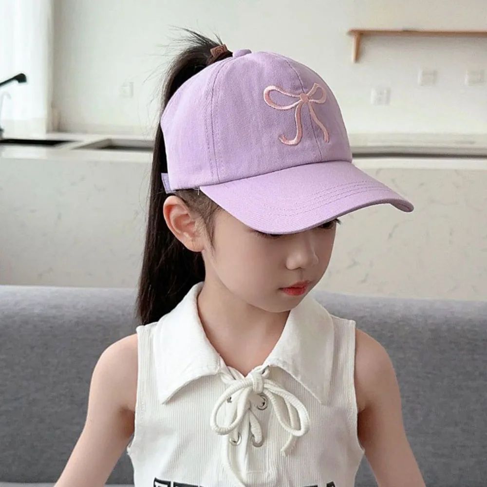 Kids High Ponytail Bowknot Baseball Cap