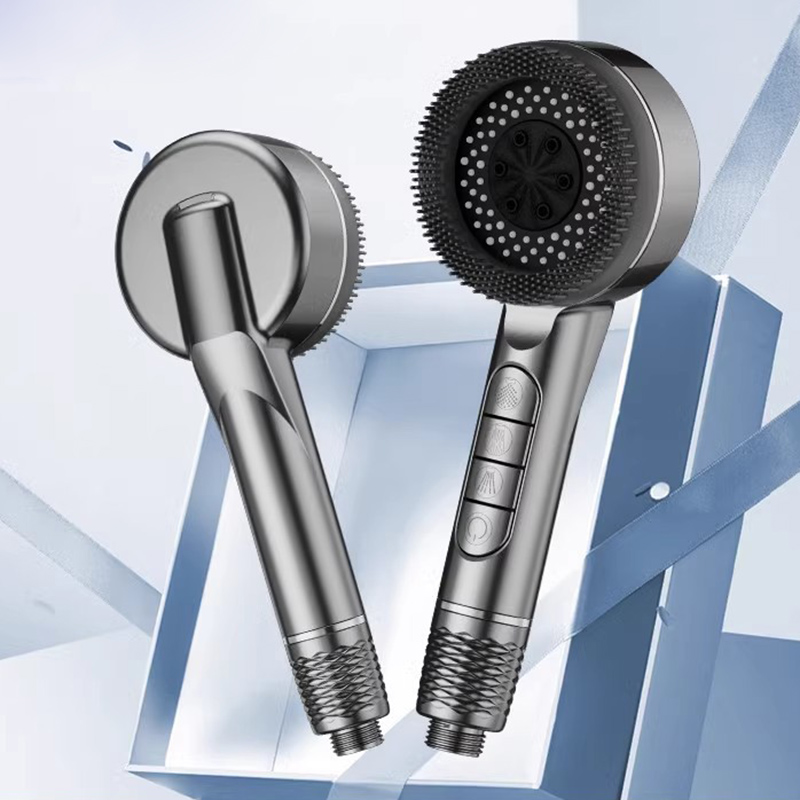 Adjustable Four-Speed Handheld Shower Head with Water Heater Booster and Bathroom Bracket Set