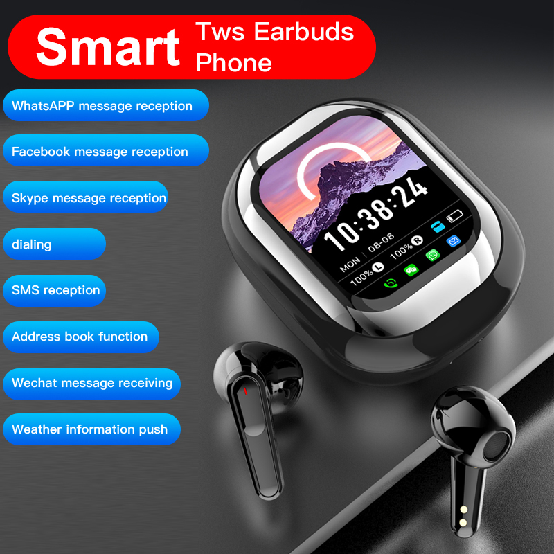 Smart Touch Screen Wireless TWS Earbuds with LED Display and App Notifications