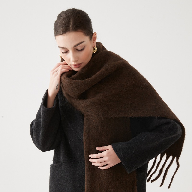 Lady Autumn Winter Scarves, Thickened Wool Blend Muffler, Soft Thermal Shawl, Versatile Multi-color Scarf for Women