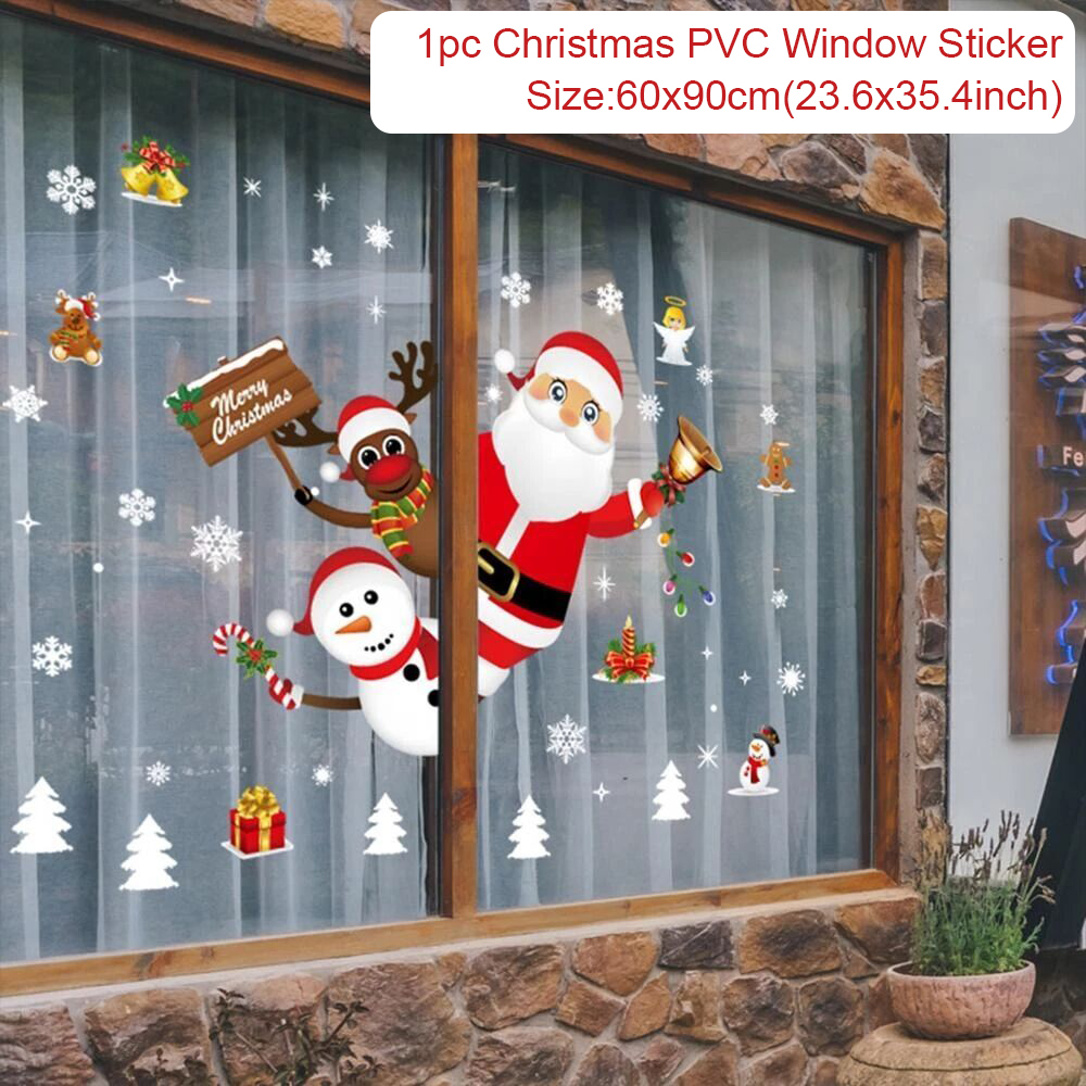 Christmas Wall Window Stickers, Marry Christmas Decoration For Home, Xmas Gift, New Year Christmas Ornaments