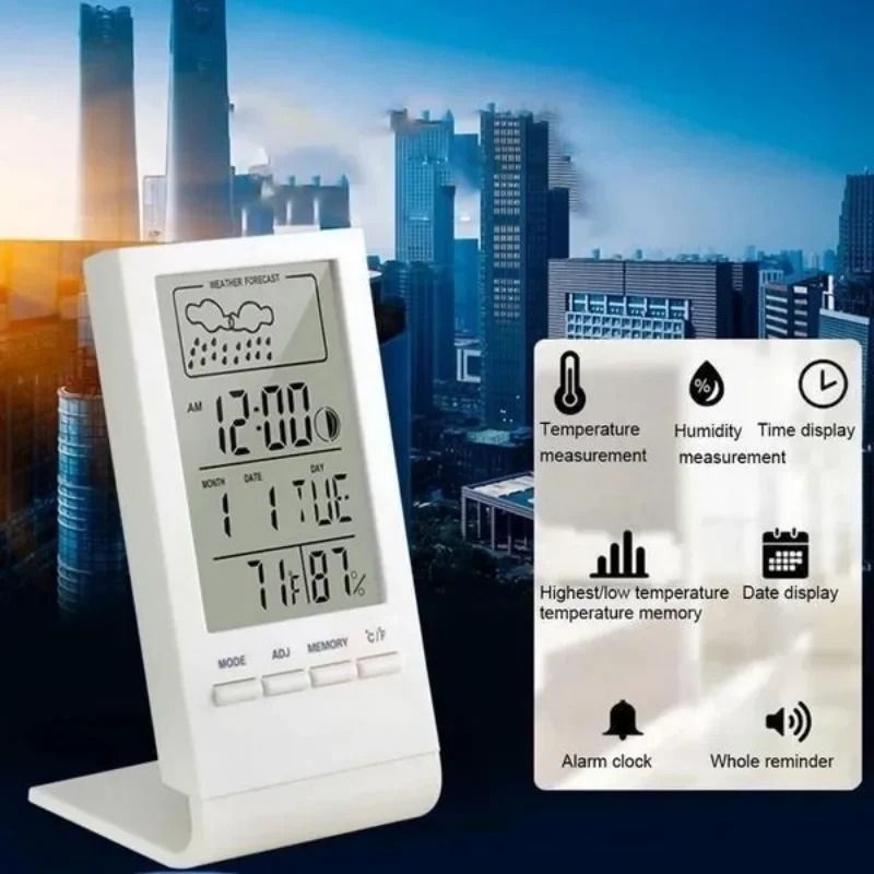 LED Digital Weather Station Clock with Thermometer and Hygrometer