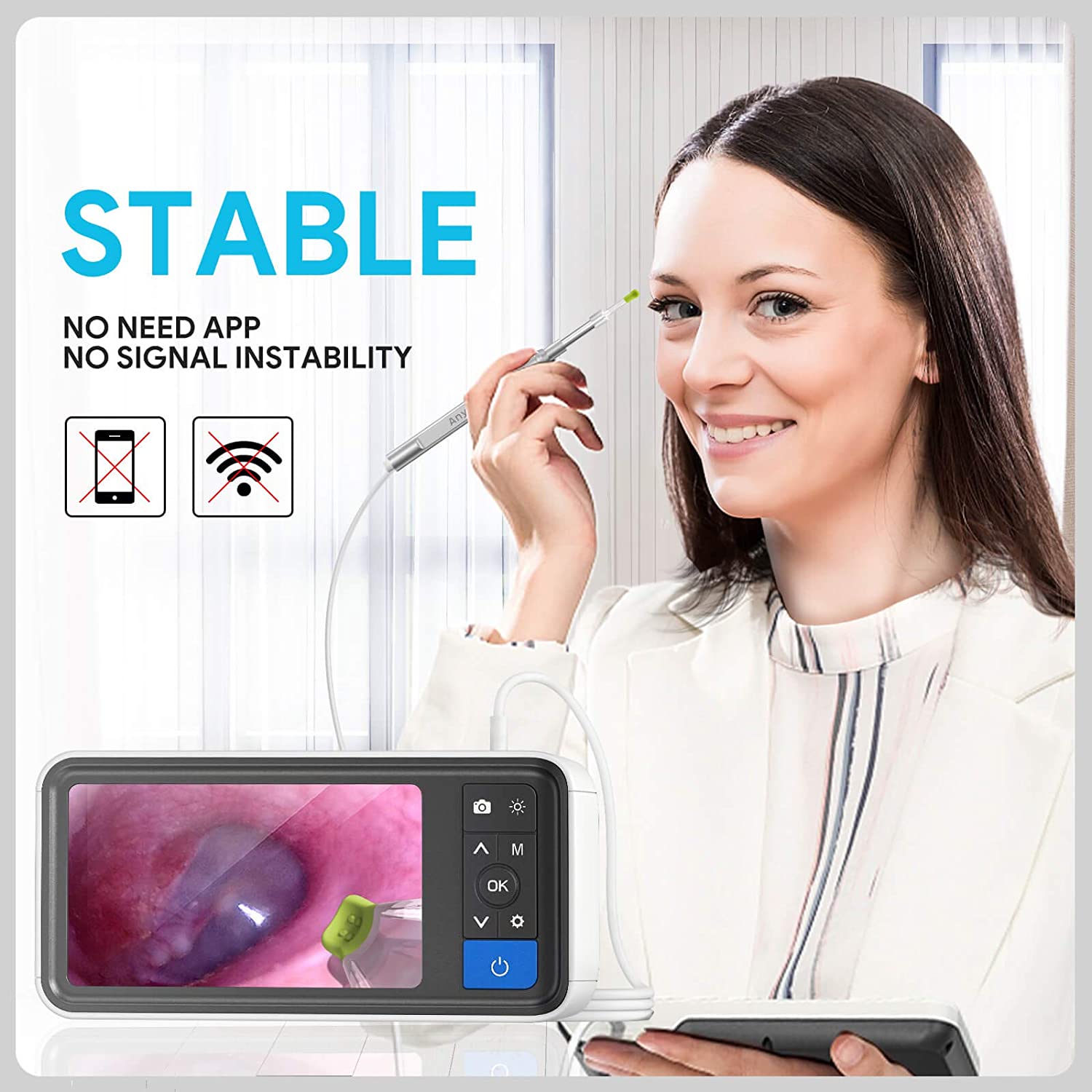 Digital Otoscope with 4.5 Inch HD Screen, 3.9mm Ear Camera, 6 LED Lights, 32GB Card & 2500mAh for Ear Wax Removal
