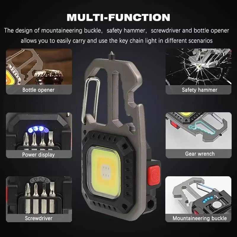 BrightLink Keychain Work Light - 8- Mode Rechargeable High-Lumen Portable LED for Camping, Hiking & Running