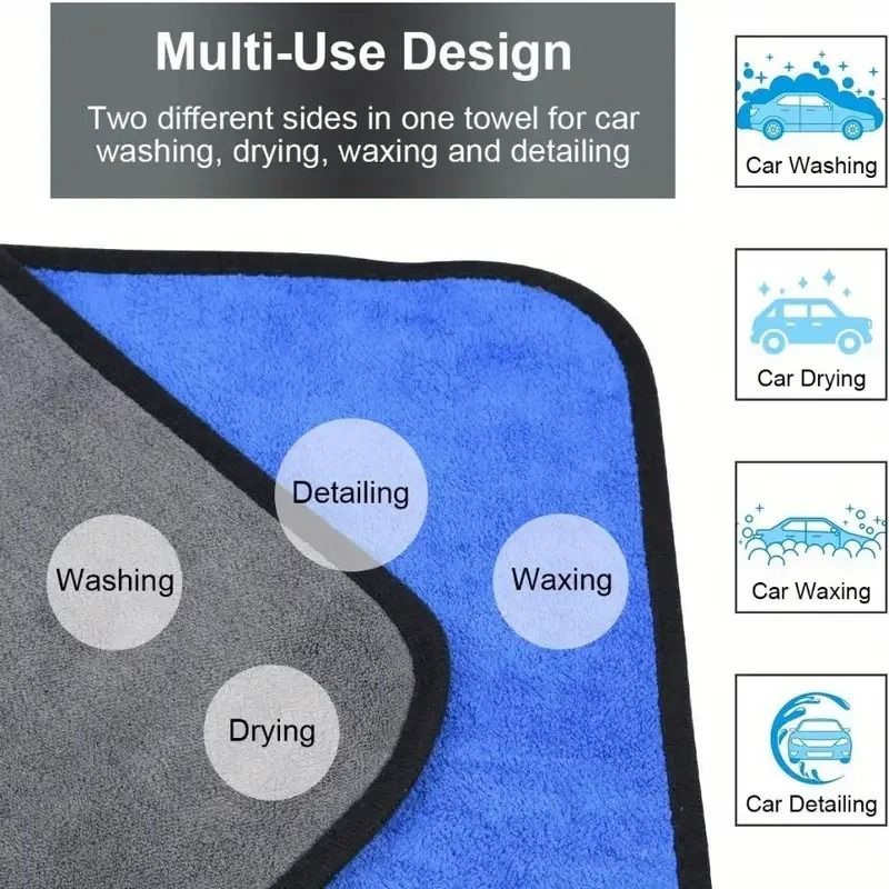 500GSM Microfiber Car Washing Towel Double Layer Quick Dry Cloth