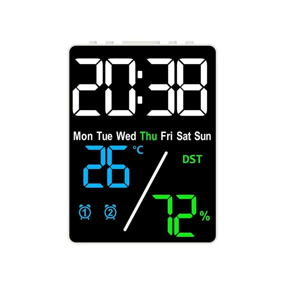 Digital Alarm Clock With Temperature Humidity Date And Dual Alarms LED Display
