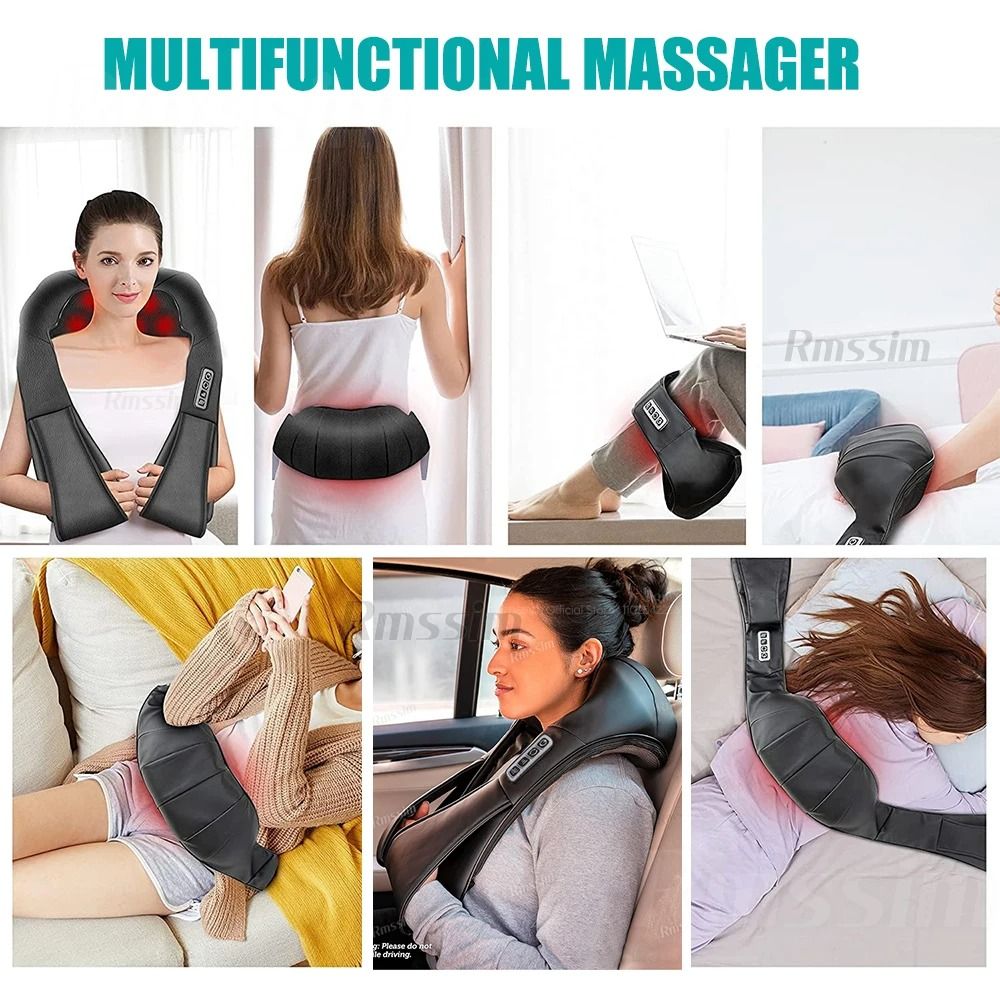 Shiatsu Neck and Shoulder Massager Heated Deep Kneading Back and Body Massage Pillow
