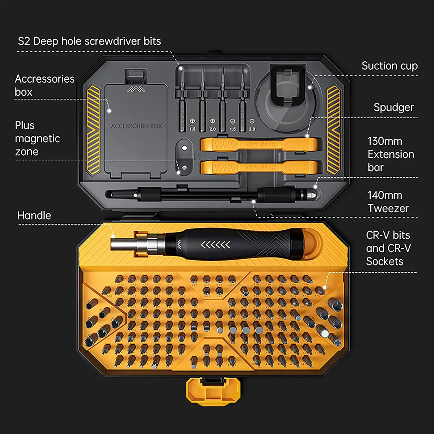 Professional Electronics Repair Tool Kit, Precision Screwdriver Set with Magnetic Bits