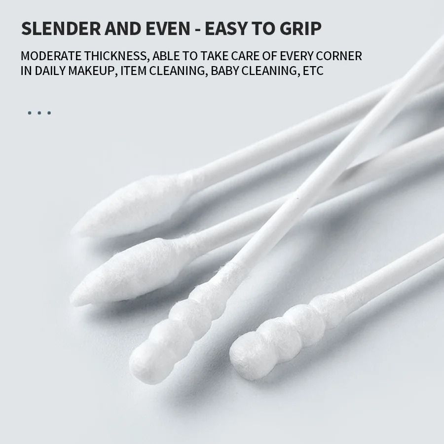 200-Count Pure Cotton Double-Ended Makeup Cotton Swabs – Precision Cleaning & Gentle Removal