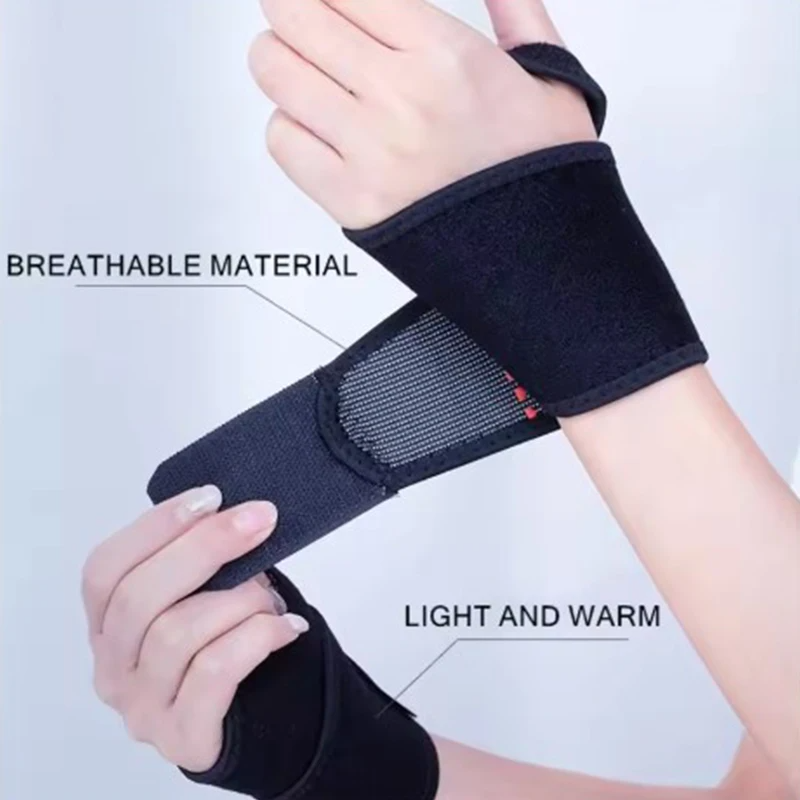 Adjustable Self Heating Wrist Band with Tourmaline and Magnet Therapy for Pain Relief and Comfort