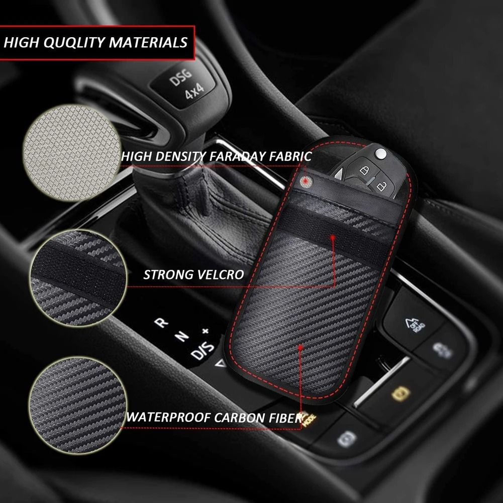 Car Key Signal Blocker Faraday Pouch RFID Protection Case Set of 2