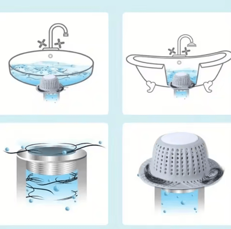 DrainGuard Silicone Hair Catcher & Collapsible Drain Protector