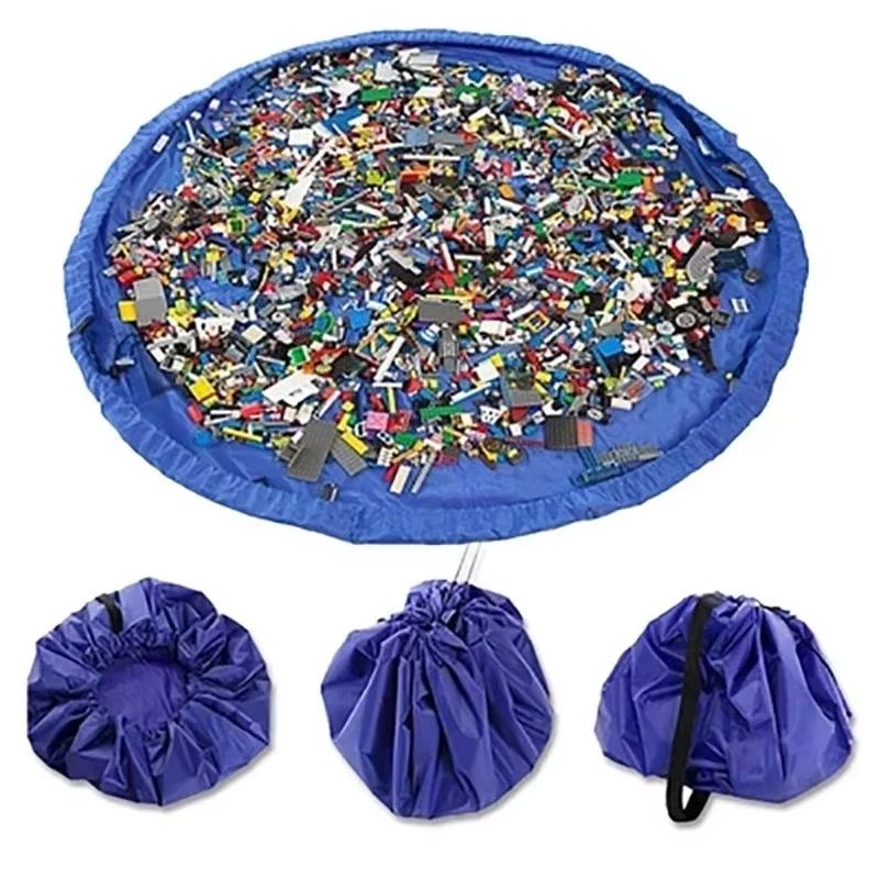Portable Baby Toy Storage Bag Waterproof Toy Play Mat Storage Bag with Strap for Outdoor Play & Quick Cleanup