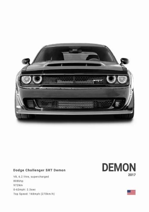 Dodge Challenger SRT Hellcat Redeye Canvas Wall Art Modern Muscle Car Poster