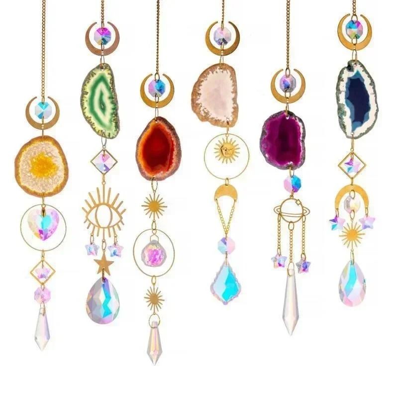 Crystal Sun Catcher Rainbow Prism Sun and Moon Hanging Window Decor