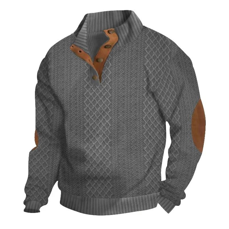 Men Stand Up Collar Thick Warm Cardigan Sweater Winter Casual Coat