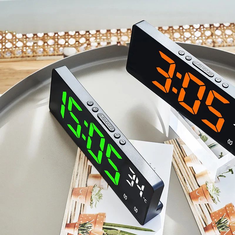 Voice Control LED Digital Alarm Clock with Temperature