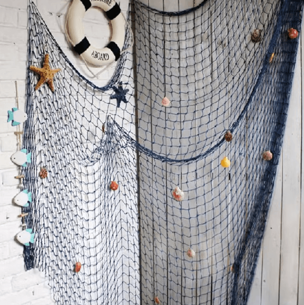 Mediterranean Nautical Fishing Net Wall Decor – Coastal Beach Hanging Accent