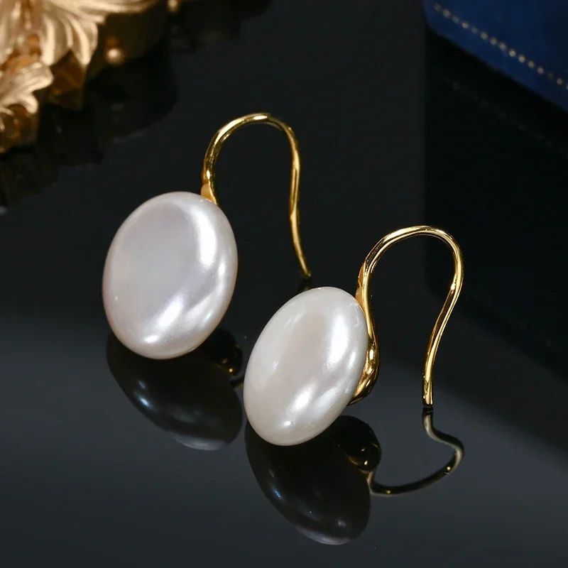 Natural Freshwater Baroque Pearl Earrings 925 Silver Hooks