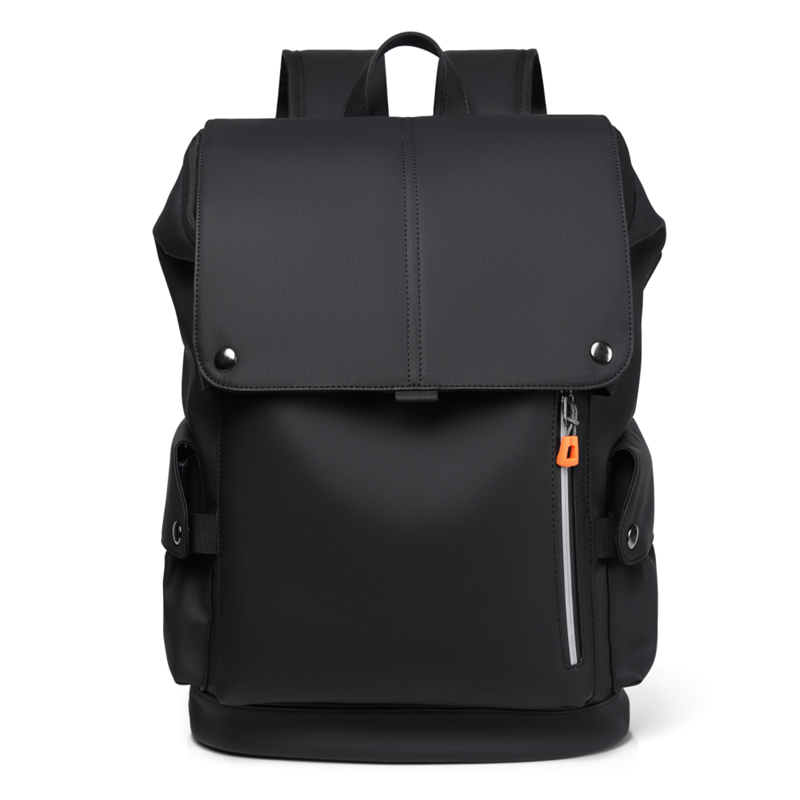 Waterproof PU Leather Mens Laptop Backpack with USB Charging