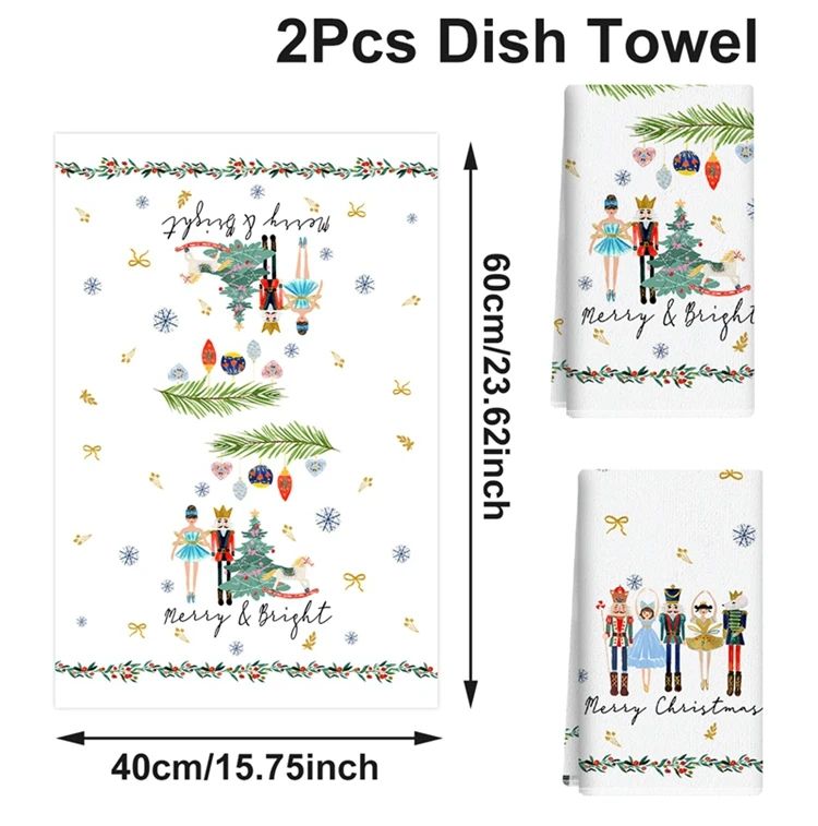 Merry Christmas Santa Kitchen Towels Set of 2