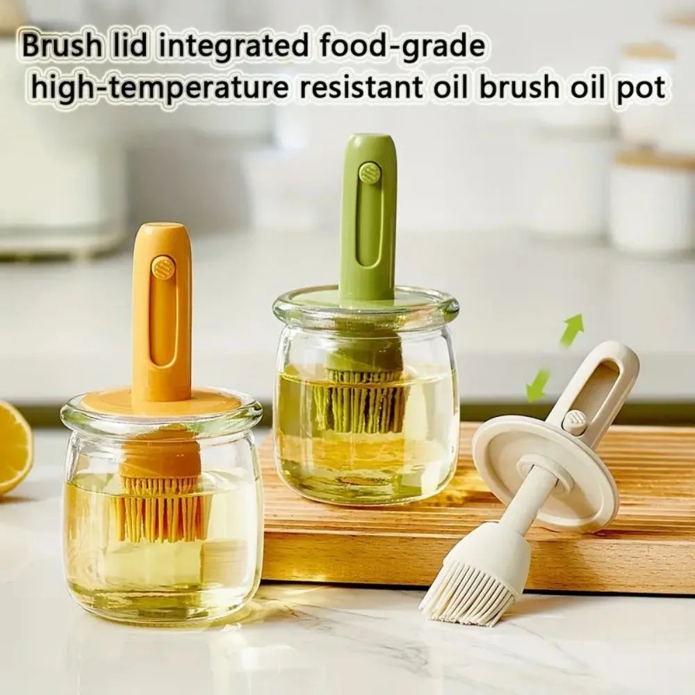 2-in-1 oil dispenser with brush for Cooking & Grilling - Detachable silicone basting brush Bottle for Oil, Vinegar