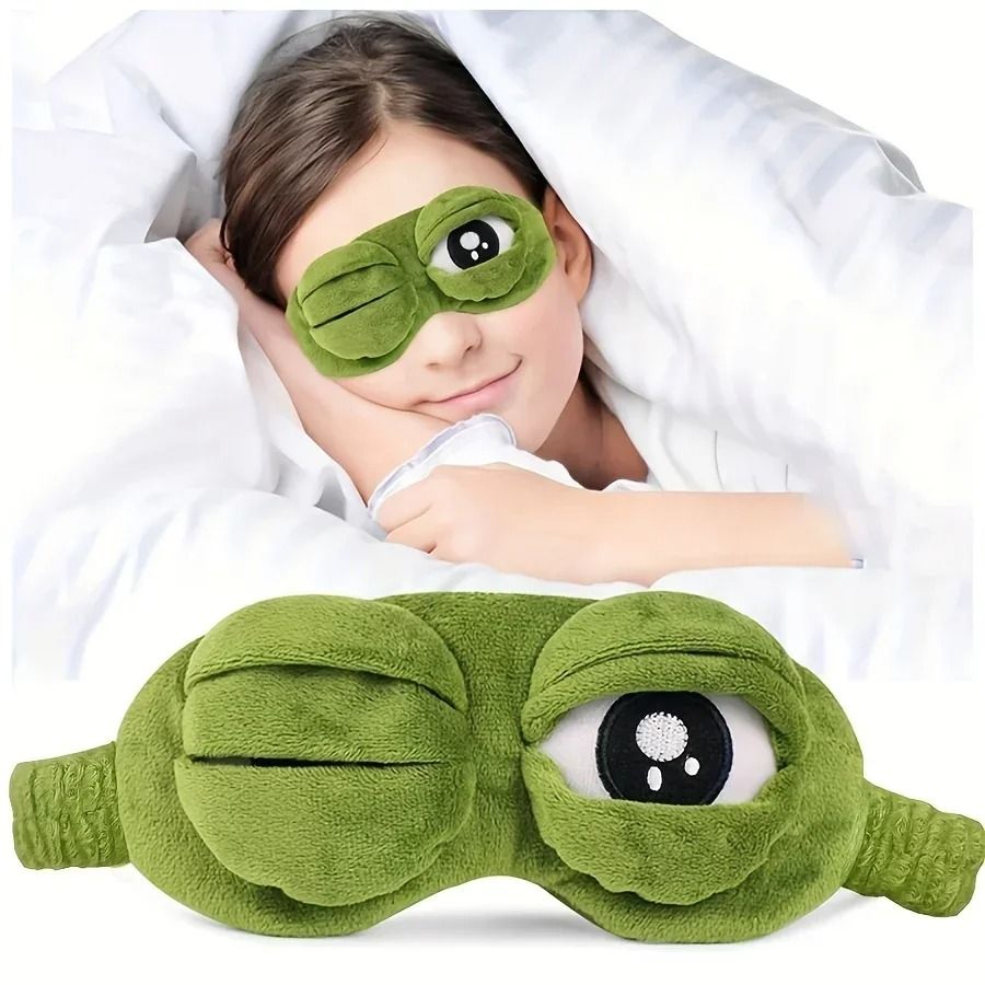 Soft 3D Frog Sleep Mask With Adjustable Strap For Travel And Relaxation