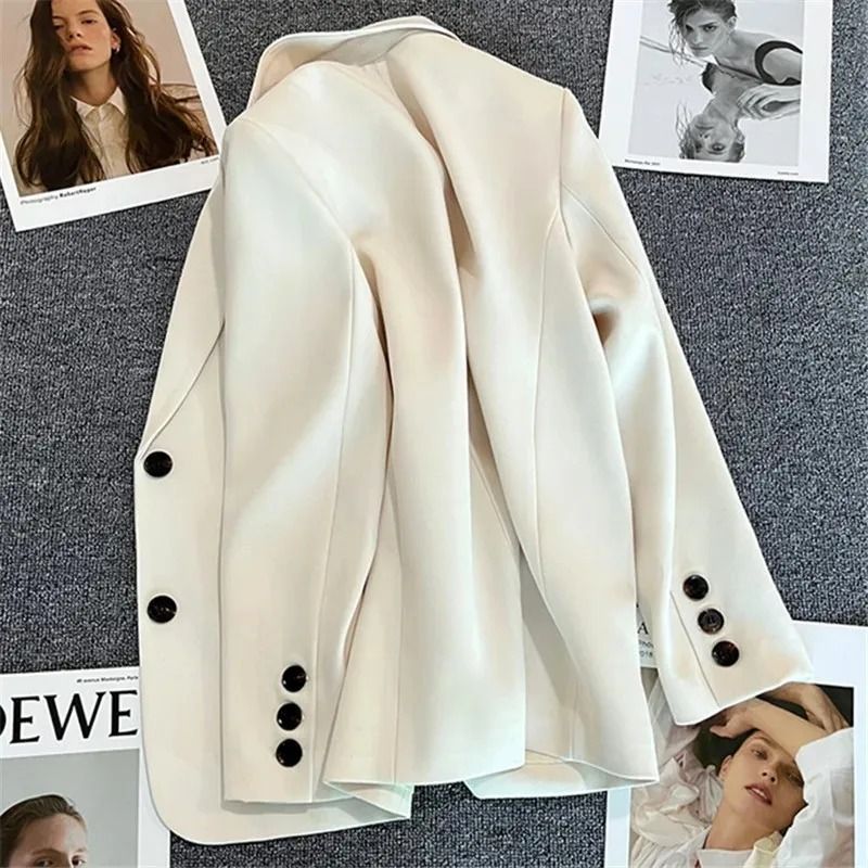 Elegant Office Blazer for Women Long Sleeve Single Button Suit Jacket