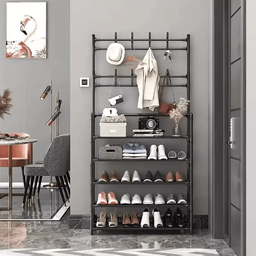 All-in-One Entryway Coat Rack with Shoe Storage – Freestanding Hall Tree Organizer for Shoes, Jackets & Bags