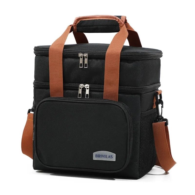 Double Layer Lunch Bag Large Capacity Insulated Cooler Tote