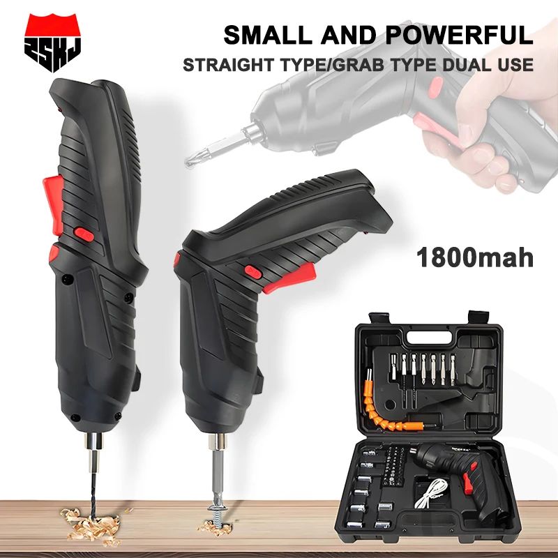 47-Piece Cordless Electric Screwdriver Set with Rechargeable Lithium Battery