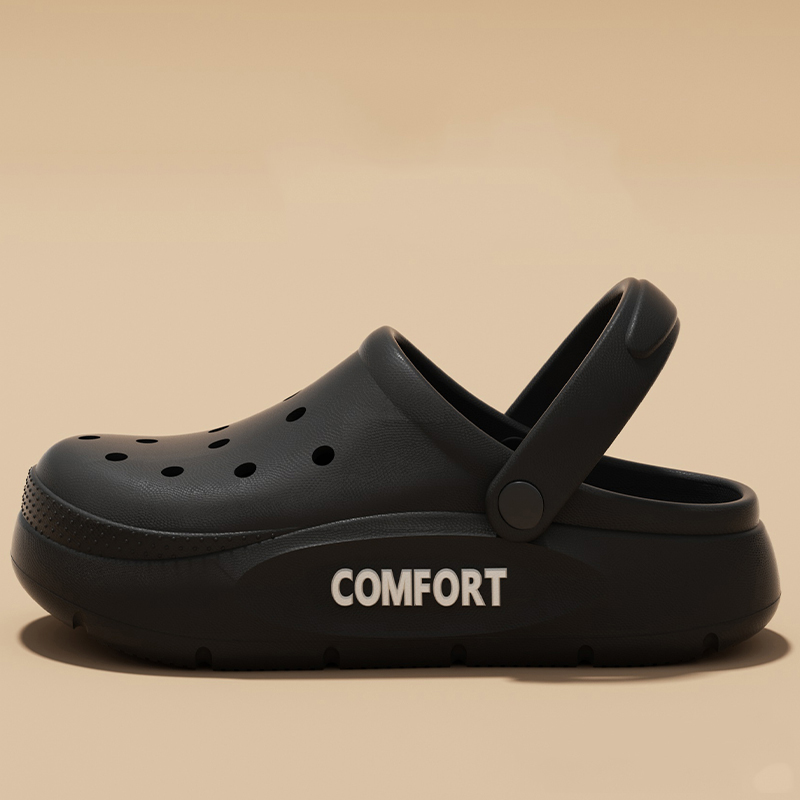 Womens Mens Slippers Summer Anti Slip Couple Hollow Covered Toe Indoor Outdoor Thick Bottom Sandals