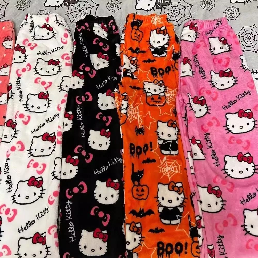 Cartoon Print Plush Lounge Pajama Pants for Women