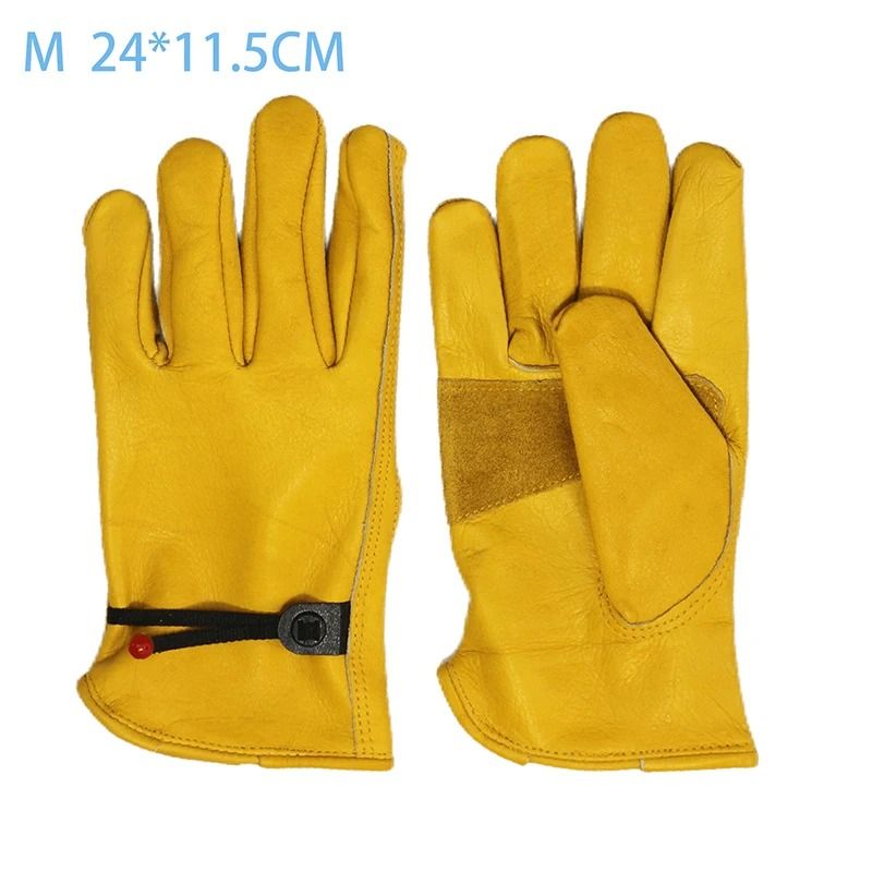 Cowhide Leather Work Gloves for Motorcycle Riding Cycling and Safety