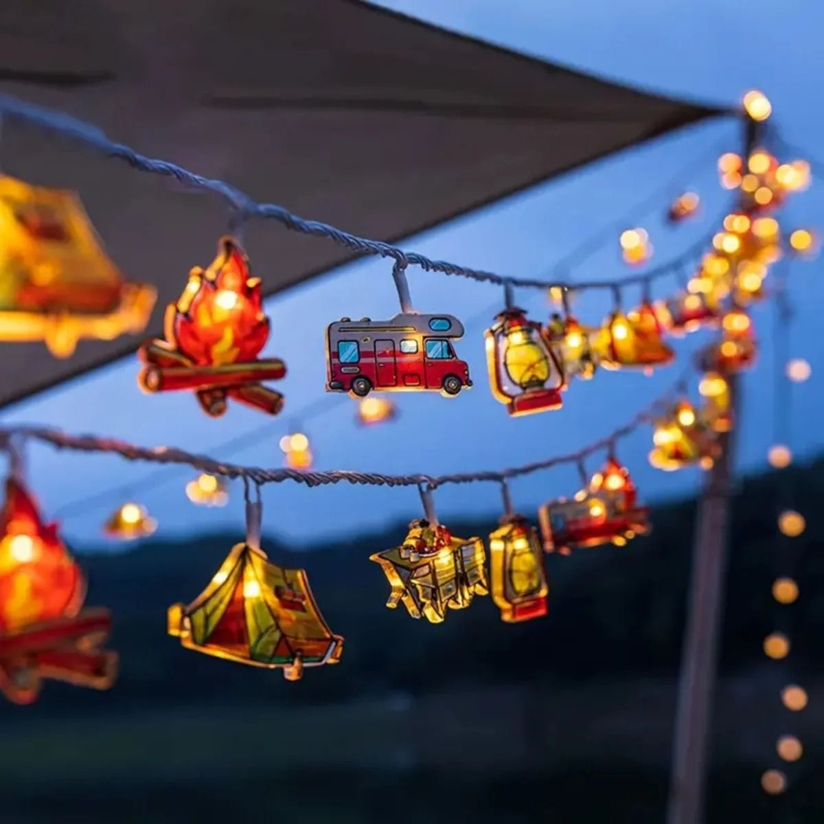 LED Camping Pattern String Lights Outdoor Decorative Fairy Lamp