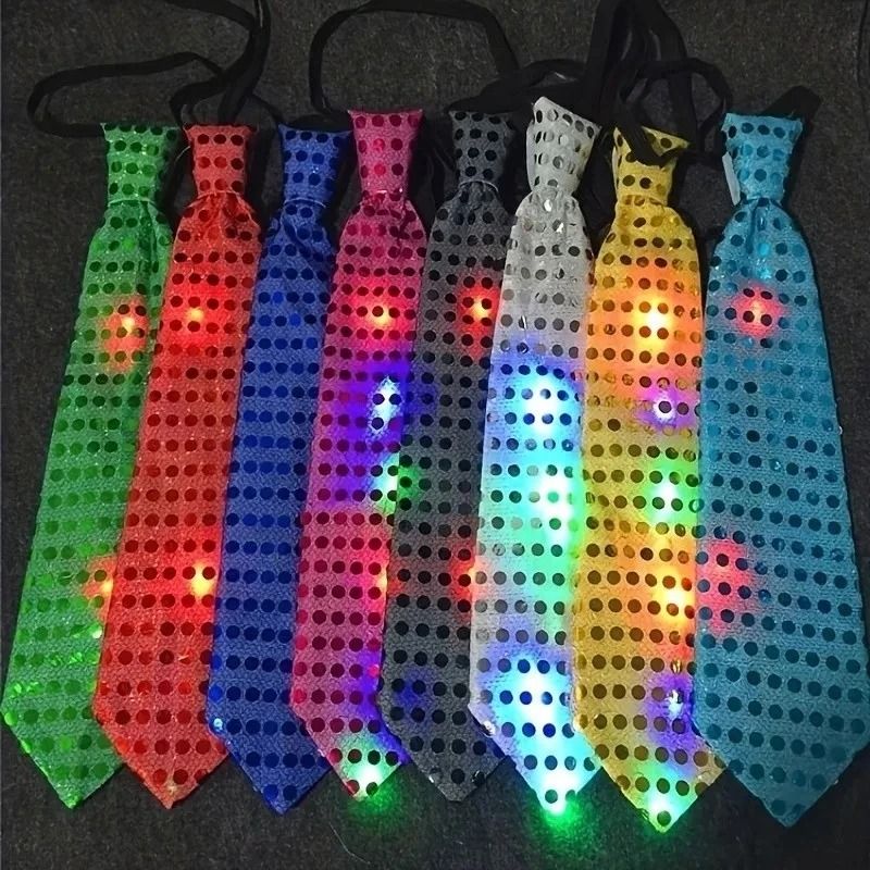LED Light Up Sequin Fedora and Tie Set