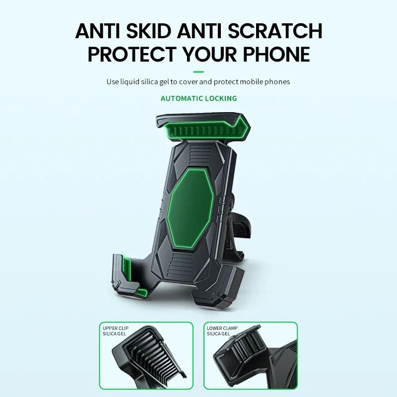 360° Secure Grip Bike Phone Holder – Universal Bicycle & Motorcycle Handlebar Mount for 4.5–8