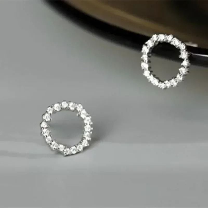 Delicate Small Circle Crystal Studs