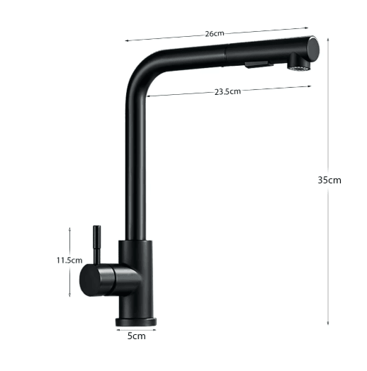 Black Pull Out Kitchen Faucet with Dual Mode Stream Sprayer