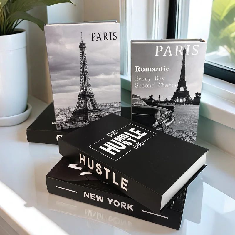Luxury Paris Decorative Book Box – Elegant Faux Book Storage for Coffee Table & Bedroom Decor