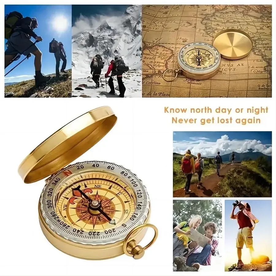 Classic Pocket Compass  Glow in the Dark, Waterproof, Military-Grade Hiking & Camping Gear