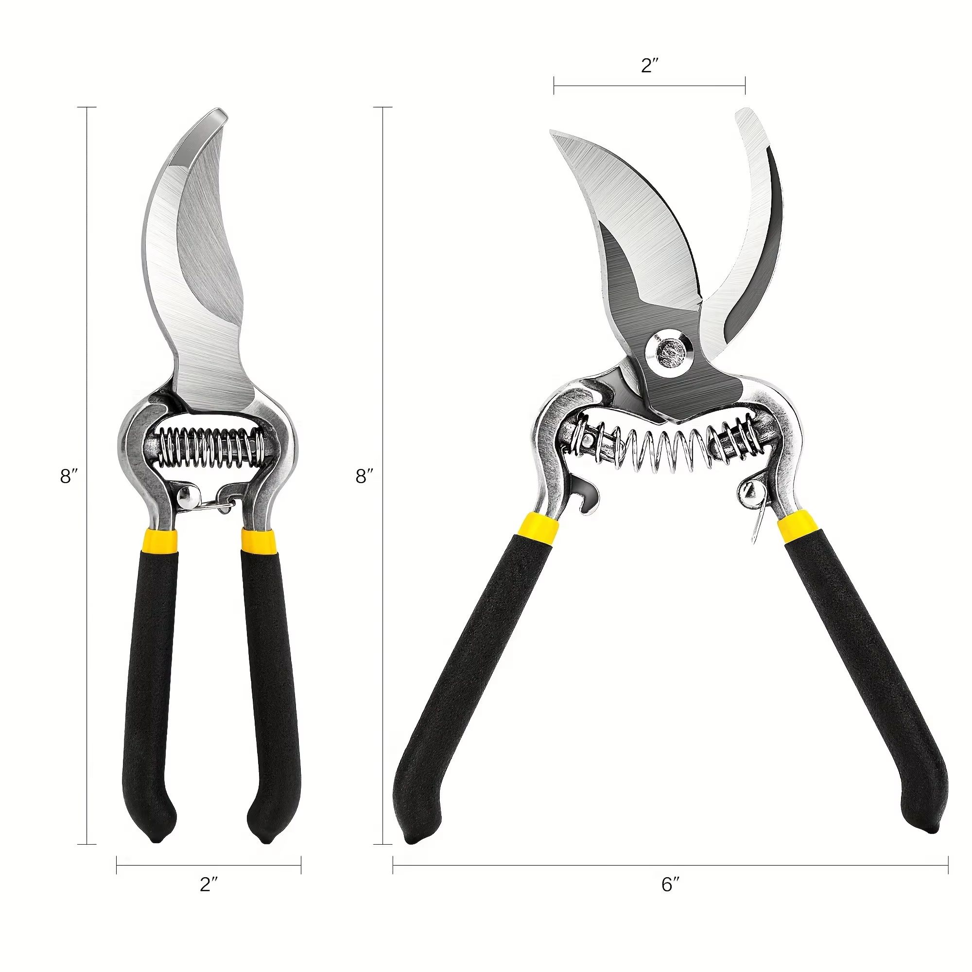 ProGrip 8 Heavy-Duty Steel Curved-Blade Pruners – Garden Pruning Shears for Bush, Shrub & Hedge Work