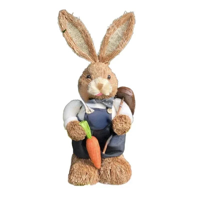 3D Handcrafted Cattail Easter Bunny | Eco-Friendly Woven Holiday Figurine