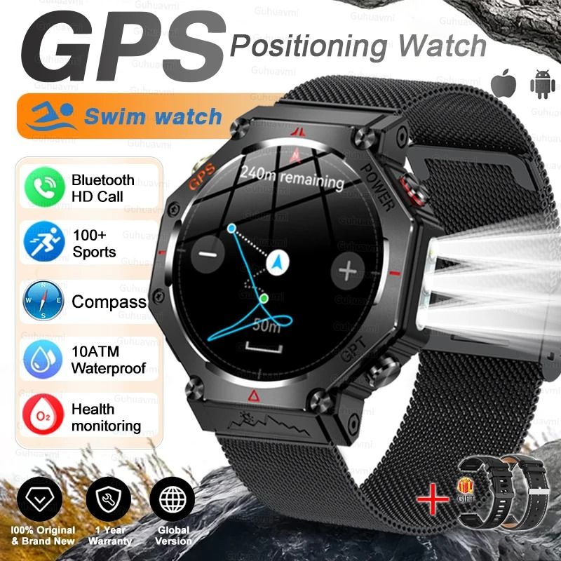 T-Rex 3 Ultra Military GPS Smartwatch with AMOLED Display, 10ATM Waterproof and Compass